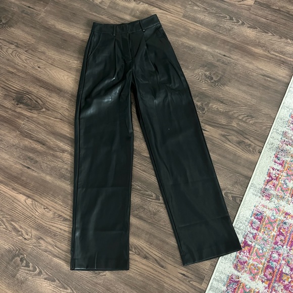 Nasty Gal Faux Leather Straight Leg Pants - Picture 2 of 7